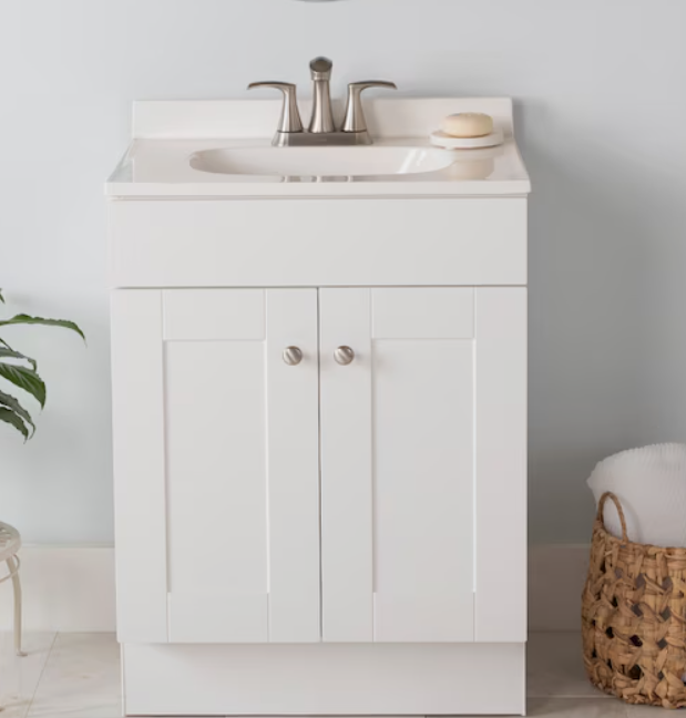 Project Source 30.5-in White Single Sink Bathroom Vanity with White Cultured Marble Top Project Source 30.5-in White Single Sink Bathroom Vanity with White Cultured Marble Top