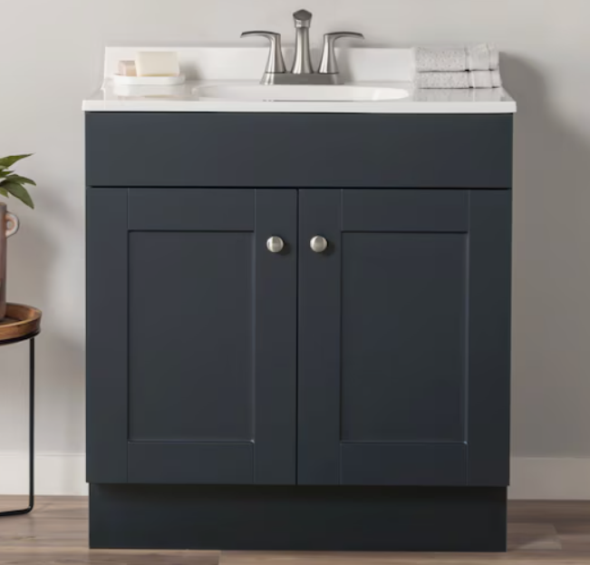 Project Source 30-in Golden Single Sink Bathroom Vanity with White Cultured Marble Top