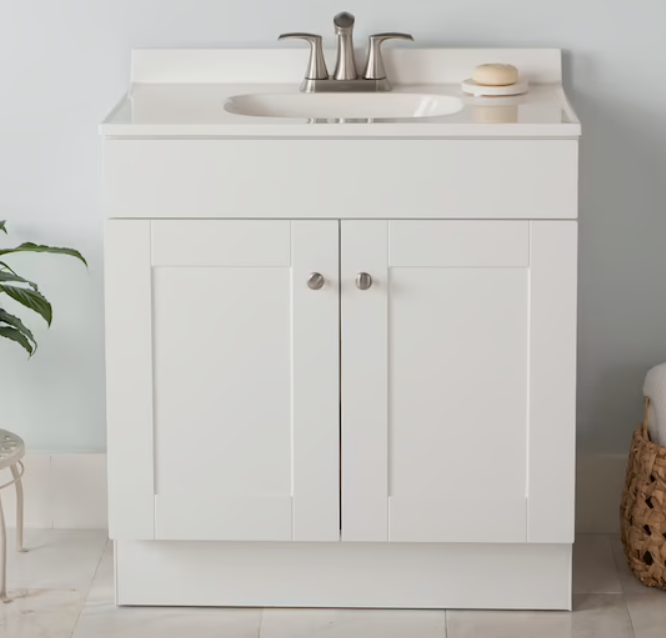 Project Source 30-in Golden Single Sink Bathroom Vanity with White Cultured Marble Top