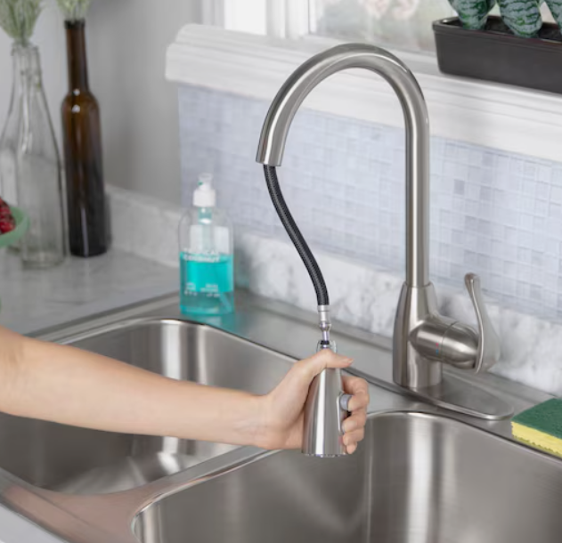 Project Source Stainless Steel Utility Faucet with Pulldown Sprayer